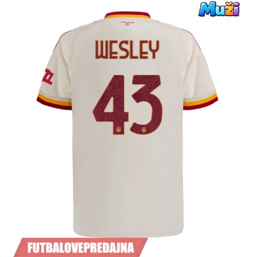 Lacne Muži Futbalové dres AS Roma Wesley Franca #43 2026-27 Krátky Rukáv - Preč
